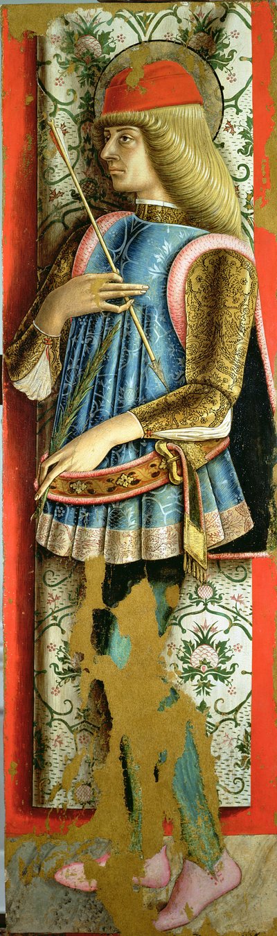 St. Sebastian, right hand panel of the second triptych of the Valle Castellamo by Carlo Crivelli